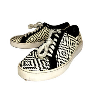 Michael Kors Juno Sneakers Womens 6 Black White Geometric Elevated Basic Capsule